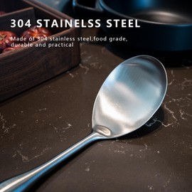 YENXIKU 13.3" Large Serving Spoon - Stainless Steel with Wooden Handle for Buffet, Cooking, Mixing & Baking - Kitchen Utensil for Restaurants & Homes