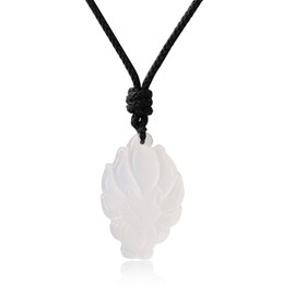 COAI Unisex Necklace with Nine-Tailed Fox Pendant, Nylon White Agate Nylon, Agate