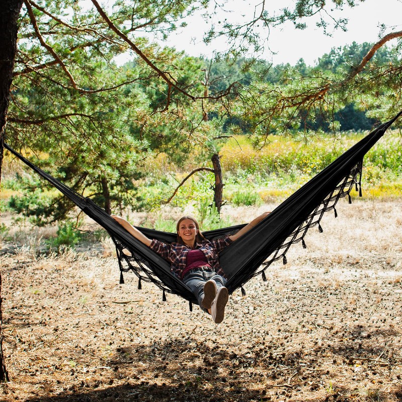 Bellzacasa Double Hammock, Heavy Duty 500 lb Load Capacity Tassels