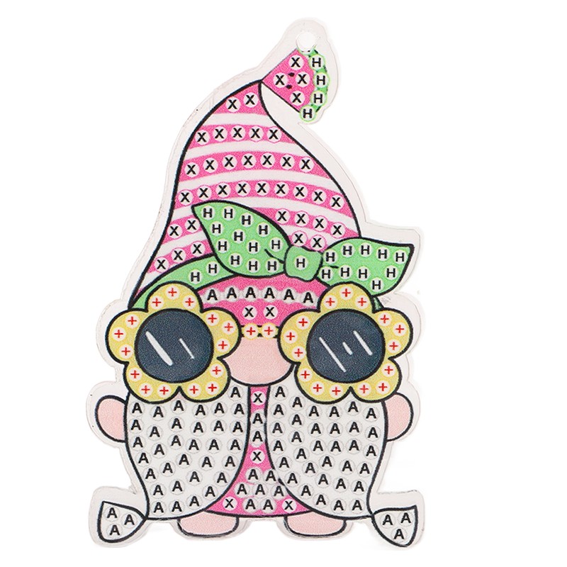 DIY Rhinestone Painting Keychains Cute Dwarfs Shape Stress Relief Improve