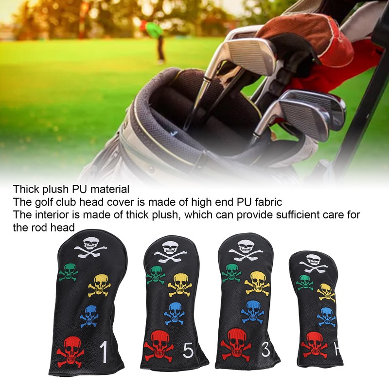 4Pcs Skull Golf Club Head Covers Golf Club Headcovers Colorful
