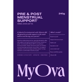 MyOva Premenstrual Support Tea - PMS Supplement - Herbal Blend for PMS Relief - Hormone Balance with Dong Quai - Ceylon Cinnamon & Lemon Balm for Digestive Aid - Vegan & Organic - 240g