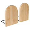 2 Pcs Natural Bamboo Bookend Large Capacity Office Book Ends