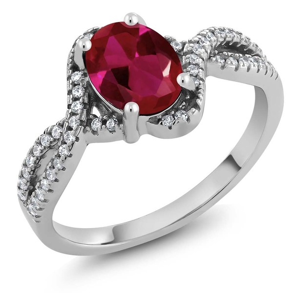 Gem Stone King 925 Sterling Silver Red Created Ruby Jewelry