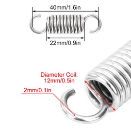 GUNGY Tension Springs with Hooks Stainless Steel Tension Spring Tension Spring 45 mm Outer Diameter 12 mm Wire Diameter 2.0 mm Maximum Tensile Force 12.3 kg 2.0 x 12 x 45 mm 4