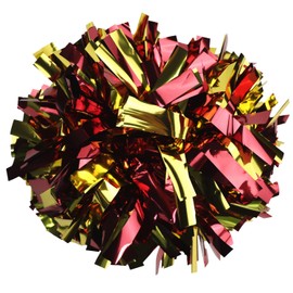 GUIFIER 1 Pair Metallic Cheerleader Pom Poms 6 Inch Cheerleading Poms with Baton Handle, Sparkly Cheerleading Pom Pom, Cheer Pom Poms Pompoms for Cheerleading Girls Kids (Maroon and Gold)