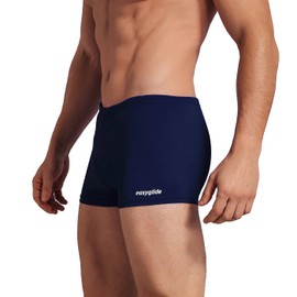 Easyglide Square Leg Suit Mens Comfortable Swimwear for Polyester PBT Fabric (34, Navy Blue)