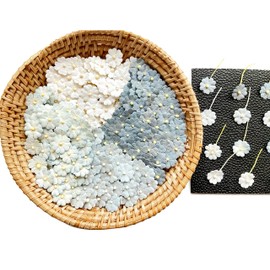 Set of 50 Tiny. Pretty Flowers Embellishment with Thread stem multicolored1 Tone Gray Size 0.31" Mulberry Paper Flowers Craft Supplies Scrap Booking Embellishments for so Many Card Craft Projects