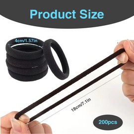 Hair Bobbles for Women, 200 Pack Black Hair Bobbles Soft Hair Ties No Damage, Seamless Hair Bands for Thick Curly Hair, Strong Elastic Ponytail Holders Hair Accessories (Black)