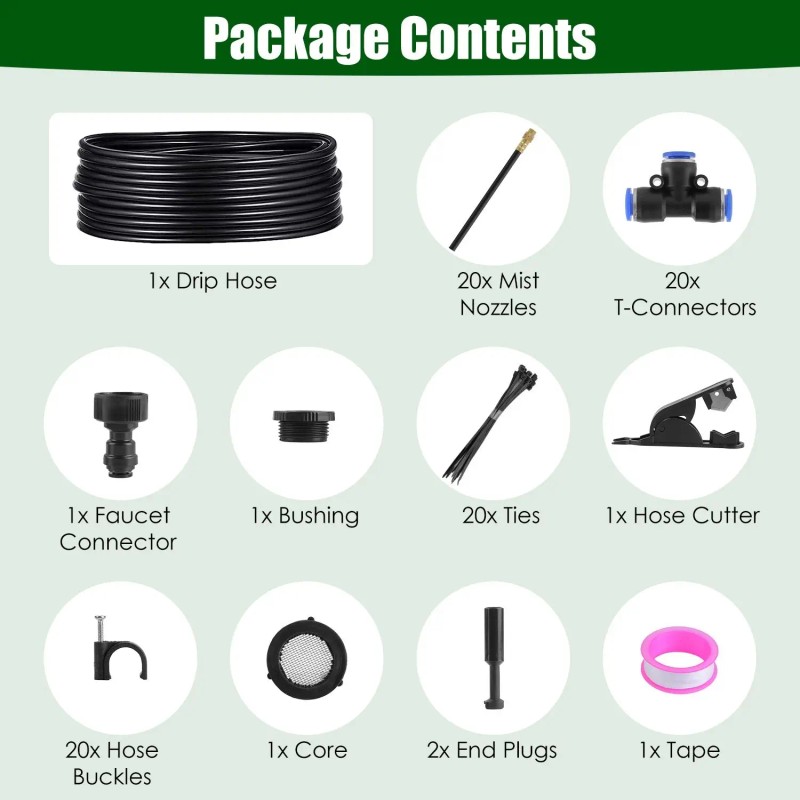 360-Degree Bendable 49FT 5/8 Tubing Hose 5/16 Faucet Connector Automatic