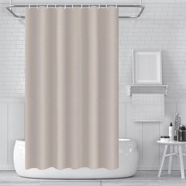 Shower Curtain Mould Proof 180x180cm,ECO Shower Curtain Solid Beige PEVA Waterproof Heavy Duty Bathroom Curtains with 3 Magnets,12 Plastic Hooks Quick-Drying Washable Bath Shower Curtain Home Decor