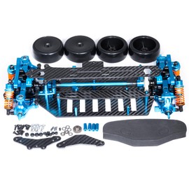 WEFEINO Alloy & Carbon RC Chassis Shaft Drive Touring Car Body Frame Kit for 1/10 Tamiya TT02 Upgrades