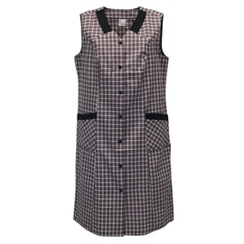 Schuerzenfabrik Button Gown Women's Mixed Fabric Checked Apron Sleeveless Cooking Apron Smock Apron, Design 8