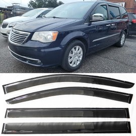 TONOYTIM Window Visors Rain Guards Sun Shade Vent Deflectors for 2008-2016 Chrysler Town & Country, 2008-2020 Dodge Grand Caravan SUV Snow Wind Deflector Car Accessories 94251 4-Pieces Set