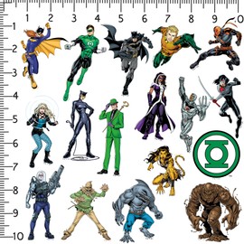Justice League Characters 50ct Vinyl Large Deluxe Stickers Variety Pack - Laptop, Water Bottle, Scrapbooking, Tablet, Skateboard, Indoor/Outdoor - Set of 50