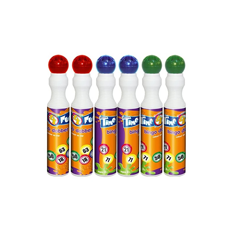 6 x 43ml Large Bingo Dabbers (Red, Green, Blue)
