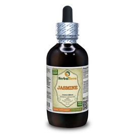 Jasmine (Jasminum Officinale) Tincture, Organic Dried Flowers Liquid Extract (Brand Name: HerbalTerra, Proudly Made in USA) 4 fl.oz (120 ml)