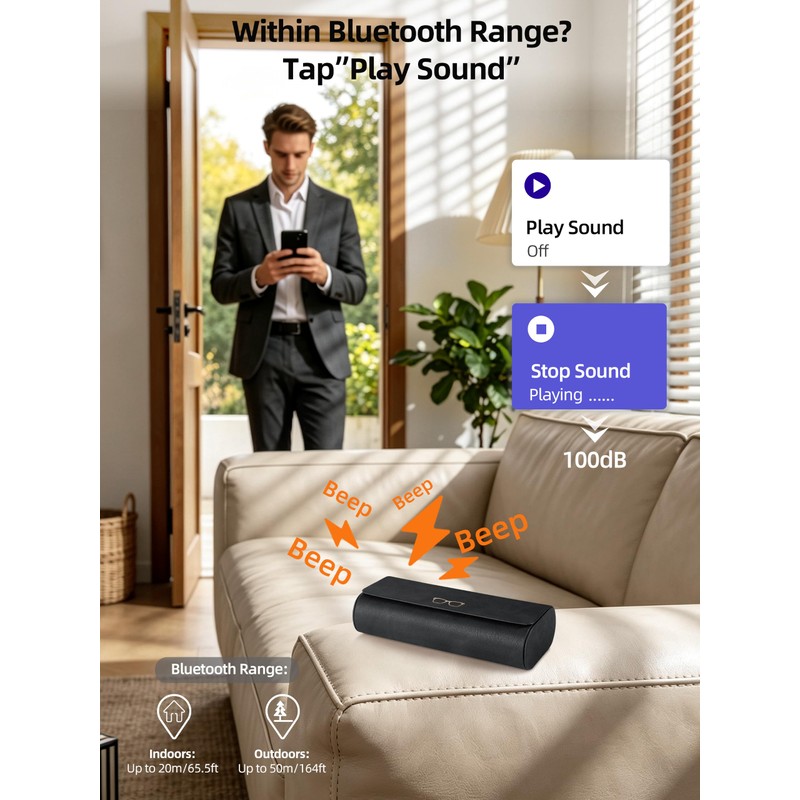 ExtreLife Smart Glasses Case, Works with Apple Find My, Rechargeable