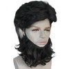 ESUNO Mens Short Black Wig with Beard Billionaire Wig Black