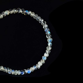 Gempires Natural Rainbow Moonstone Beads Bracelet, 4-5 mm Round Beads With 7 + 1 Inch Adjustable Chain