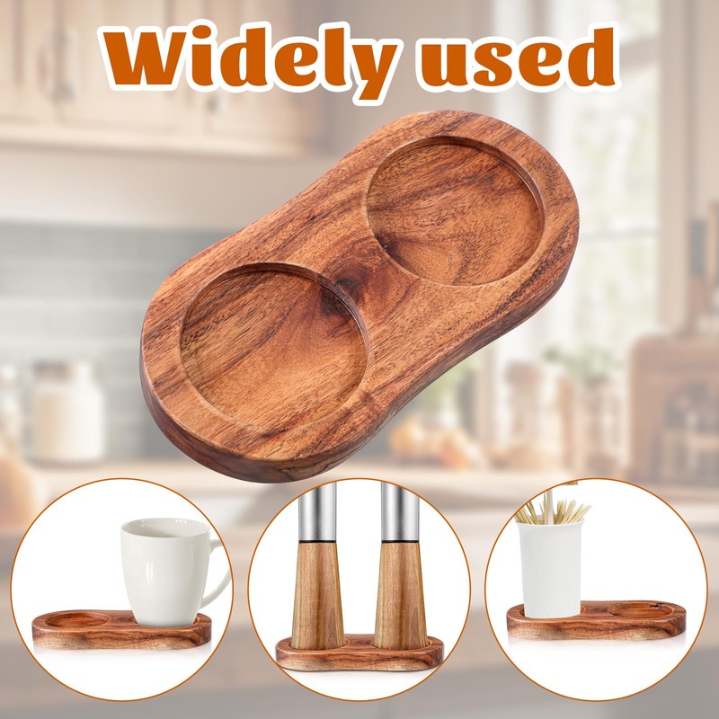 Molain Salt and Pepper Mill Tray, Acacia Wood Tray, Pepper