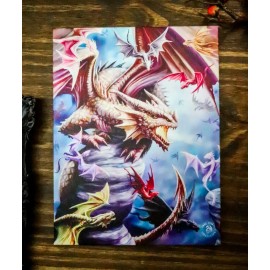 Ebros Anne Stokes Dragon Clan Hatchlings Habitat Wood Framed Canvas Wall Decor