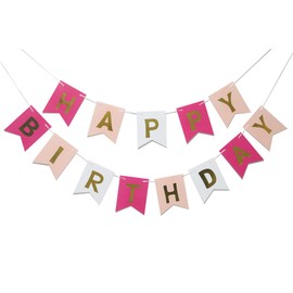 Pink Happy Birthday Banner - Birthday Party Decorations - For Girls Boys Kids and Adults Birthday Decoration Party Supplies
