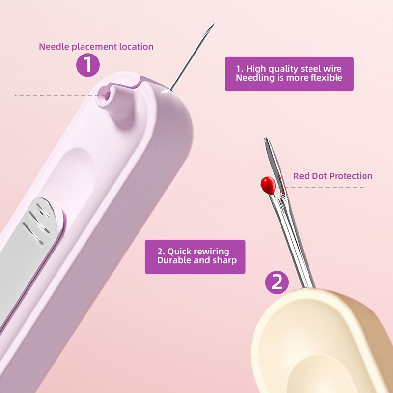 2pcs 2 in 1 Needle Threader Seam Ripper, Plug-in Needle