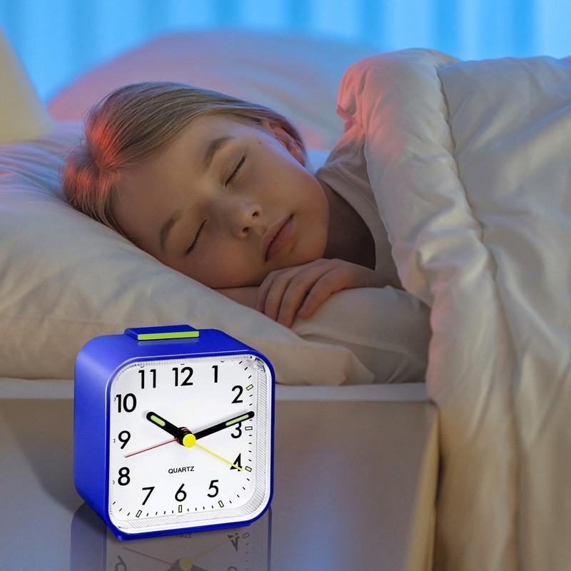 Night Light Small Alarm Clock,Small Portable Bedside Alarm Clock with