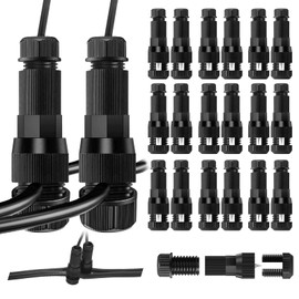ZestPatio Low Voltage Landscape Lighting Wire Connectors Outdoor, Waterproof Wire Connectors for Outdoor Lighting, AWG 14/16/18/20/22 Gauge Wire, Electrical Fastener, Black, Pack of 20