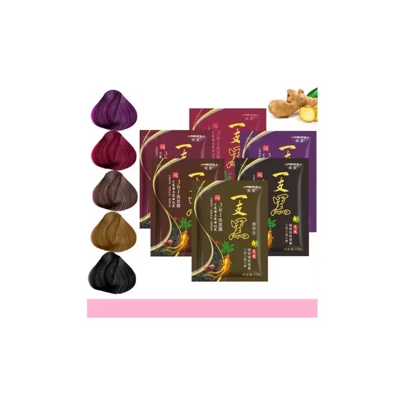 Cosmetitodo Paquete 10 Piezas Shampoo Tinte Instantaneo 15min Cubre Cana