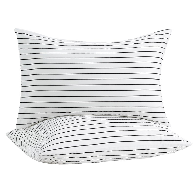 JELLYMONI 100% Natural Cotton Striped King Pillowcases Set, 2 Pack