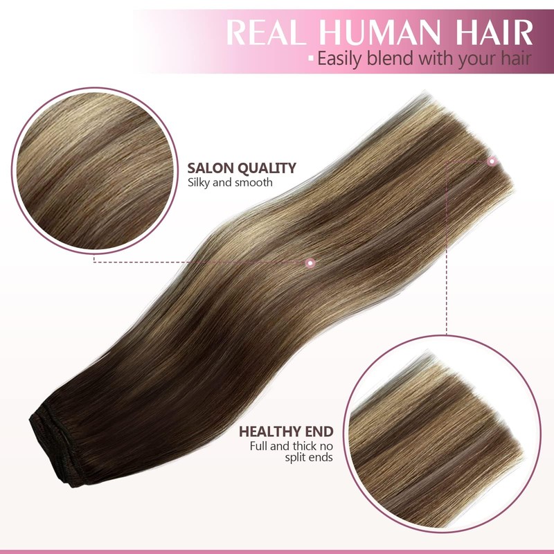 Fimislosion 16" Clip in Real Human Hair Extensions with Double