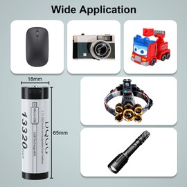 18650 Rechargeable Battery USB C 3600mAh(13320mWh) Button Top 2 Pack 3.7Volt Li-ion Batteries for Headlamps Flashlights