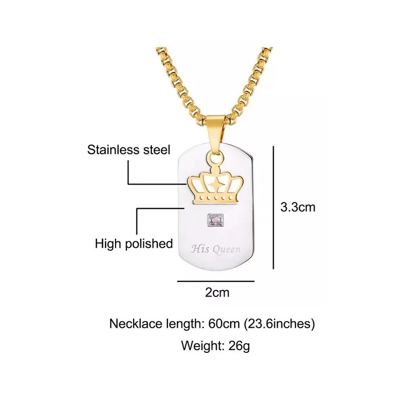 Dtup Collar Placa His Queen Su Reina Corona O Her