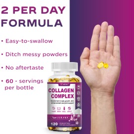 MENXI Collagen Complex Capsules Collagen Peptides Types I, II, III, V, X Anti-aging