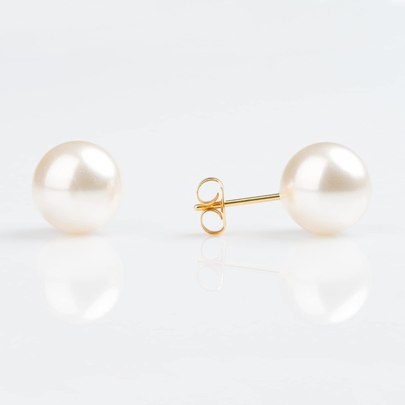 Studex Sensitive Large 8mm White Faux Pearl Gold Plated Stud