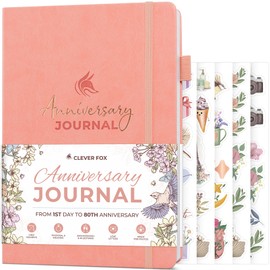 Clever Fox Anniversary Journal – Couple Memory Book & Photo Album with Writing Space – Wedding, Bridal Shower & Married Couple Gifts (Peach Pink)