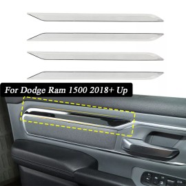 TESIN 4X Chrome Inner Door Decoration Trim Strips For Dodge Ram 1500 2018+ Accessories