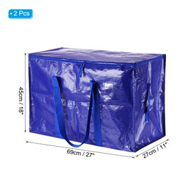 PATIKIL Extra Large Moving Bags, 2 Pack Large Bag with Reinforced Handles and Zipper Storage Tote Packing Bags Collapsible for Clothes Moving Supplies,Blue