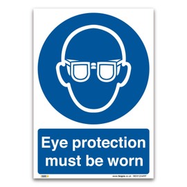 Eye Protection Must Be Worn Sign - A4 1mm Rigid Plastic - Mandatory Safety Clothing PPE - Ensure Workplace Safety Compliance with EU and UK Legislation