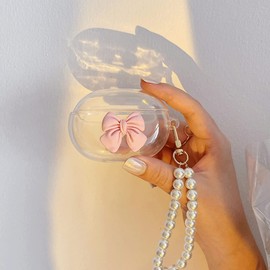 Rertnocnf Creative Cute Kawaii Bowknot Case Compatible with Beats Studio Buds 2021 Portable Accessories Transparent Shockproof Protector for Wireless Noise Cancelling Earbuds Pink