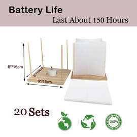 FUELYE 20 Pack 6" Star Shaped Floating Lanterns with Waterproof Wooden Base Sets, Paper Water Lanterns Decoration with LED Tealight Candle (20Sets Lanterns+Flameless LED Candles)