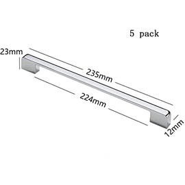 TOP-VIGOR 5 Packs 224mm Bright Chrome Zinc Alloy Kitchen Cabinet Door Handle T Bar Furniture Cupboard Handles