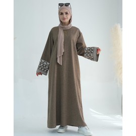 Embroidered Muslim Abaya Long Sleeve Dubai Dress Turkish Robe Zipper Maxi Dess Women Eid Clothes