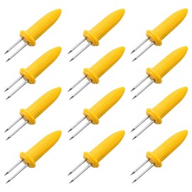 12 Corn Skewers - Stainless Steel Cob Forks Holders, Twin Prong Sweetcorn Holders for Home and Camping, BBQ Grill, Barbecue (12 Corn Skewers)
