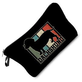 Livel lhood Dachshund Dog Cosmetic Bag Cute Small Dachshund Logo Makeup Bag Travel Toiletry Zipper Pouch Puppy Present for Dog Lovers Dachshund Mom Women