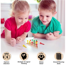 3 Pack - Wooden Triangle Peg Board Game - Retro Mini Travel Game