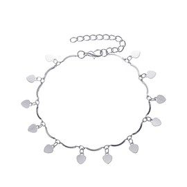 JUSTUSNX Adjustable Anklet Heart Ankle Bracelet Beach Summer Foot Jewelry Chain for Women and Girls (B)
