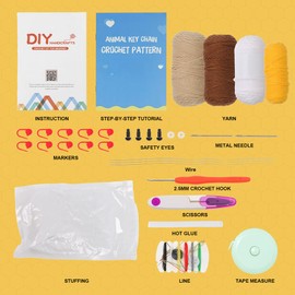 Crochet kit for beginners, bee honey jar honey pot crochet animals kit, learn to crochet knitting kit, with step by step video guide for beginners, adults kids for gifts, with tutorials yarns hook